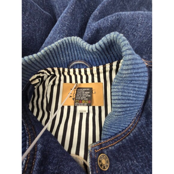 VTG Turning Point Denim 2-Tone Bomber Jacket 90' Embroidered John Deere Sz XL - Picture 9 of 10